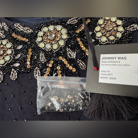 Johnny Was Size 14 Golden Flower Navy Dress - Picture 4 of 7